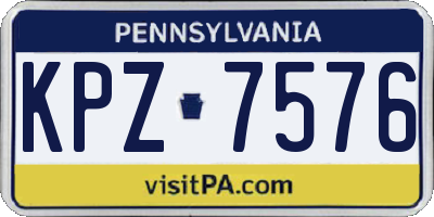 PA license plate KPZ7576