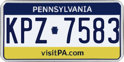 PA license plate KPZ7583