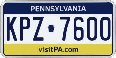 PA license plate KPZ7600