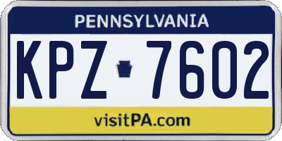 PA license plate KPZ7602