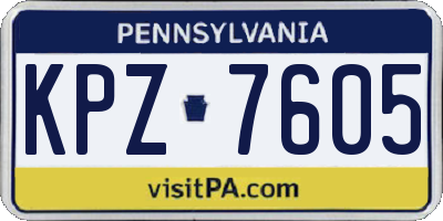 PA license plate KPZ7605