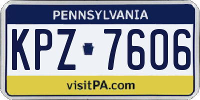 PA license plate KPZ7606