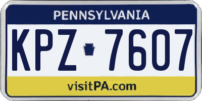 PA license plate KPZ7607
