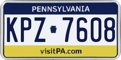 PA license plate KPZ7608