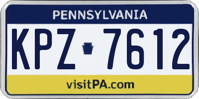 PA license plate KPZ7612