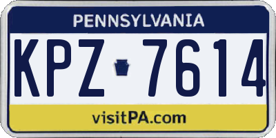PA license plate KPZ7614