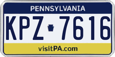 PA license plate KPZ7616