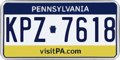 PA license plate KPZ7618