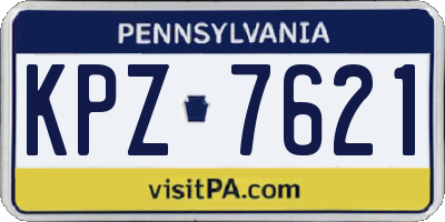PA license plate KPZ7621