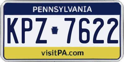 PA license plate KPZ7622
