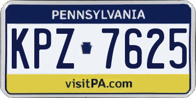 PA license plate KPZ7625