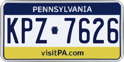 PA license plate KPZ7626