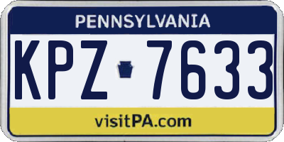 PA license plate KPZ7633