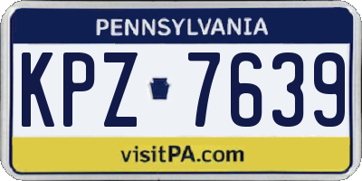 PA license plate KPZ7639