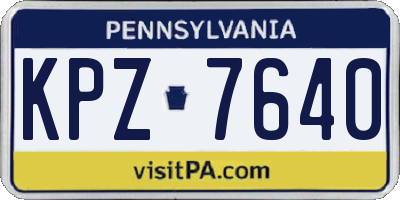 PA license plate KPZ7640