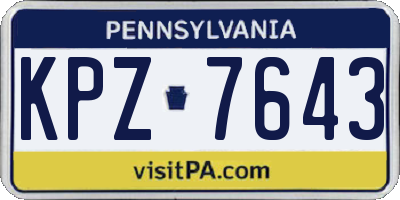 PA license plate KPZ7643