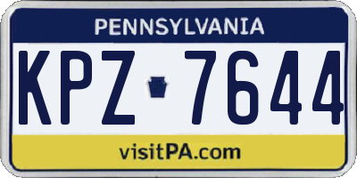 PA license plate KPZ7644