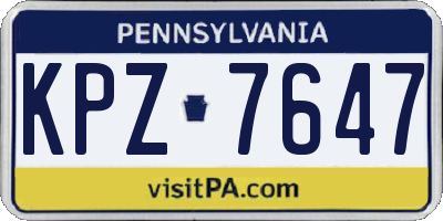 PA license plate KPZ7647