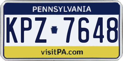 PA license plate KPZ7648