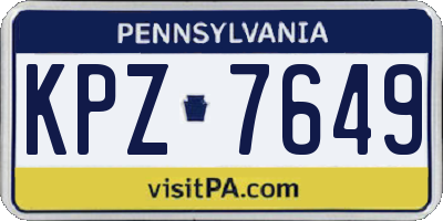 PA license plate KPZ7649