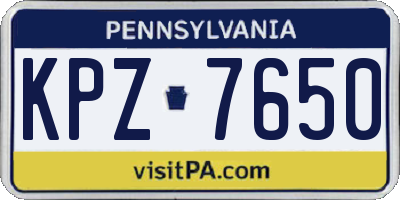 PA license plate KPZ7650