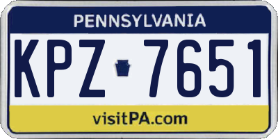 PA license plate KPZ7651