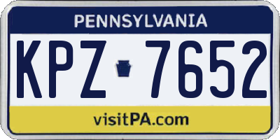PA license plate KPZ7652