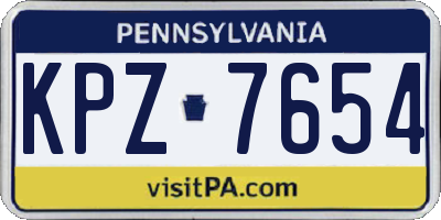 PA license plate KPZ7654