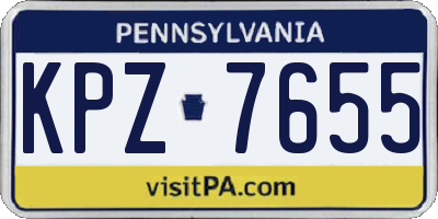 PA license plate KPZ7655