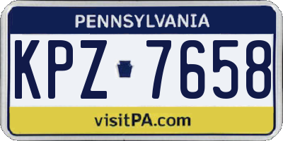 PA license plate KPZ7658