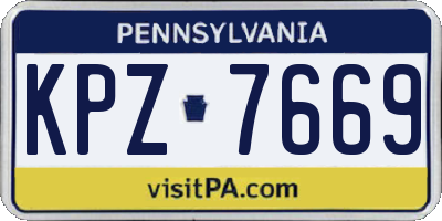 PA license plate KPZ7669