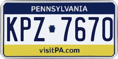 PA license plate KPZ7670