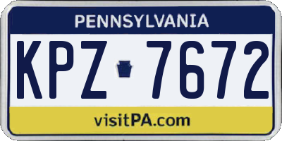 PA license plate KPZ7672