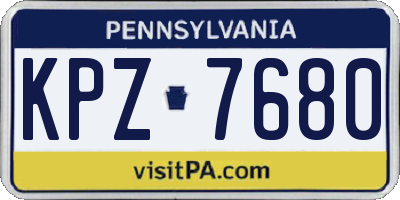 PA license plate KPZ7680
