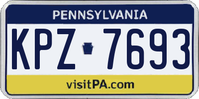PA license plate KPZ7693