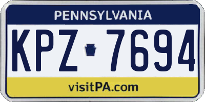 PA license plate KPZ7694