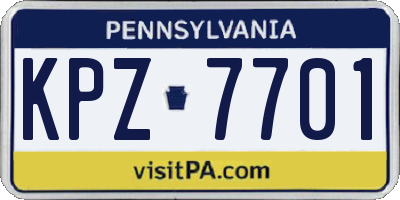 PA license plate KPZ7701