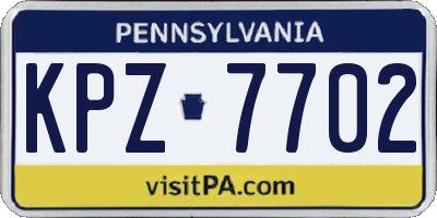 PA license plate KPZ7702