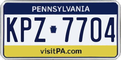PA license plate KPZ7704