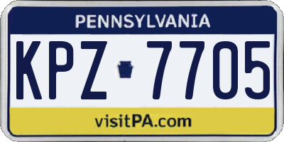 PA license plate KPZ7705