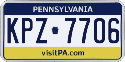 PA license plate KPZ7706
