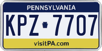 PA license plate KPZ7707