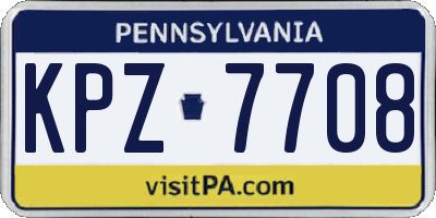 PA license plate KPZ7708