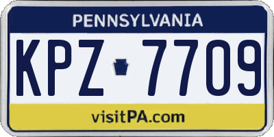 PA license plate KPZ7709