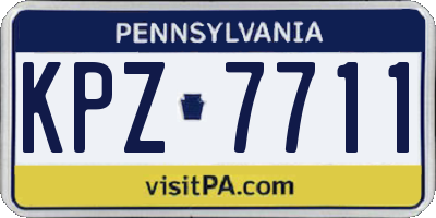 PA license plate KPZ7711