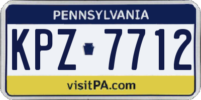 PA license plate KPZ7712