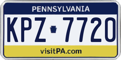 PA license plate KPZ7720