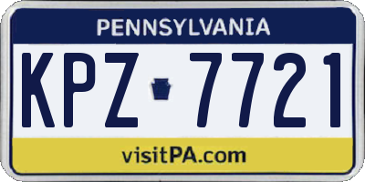 PA license plate KPZ7721