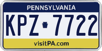PA license plate KPZ7722