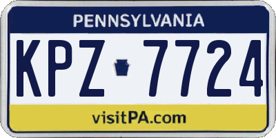 PA license plate KPZ7724